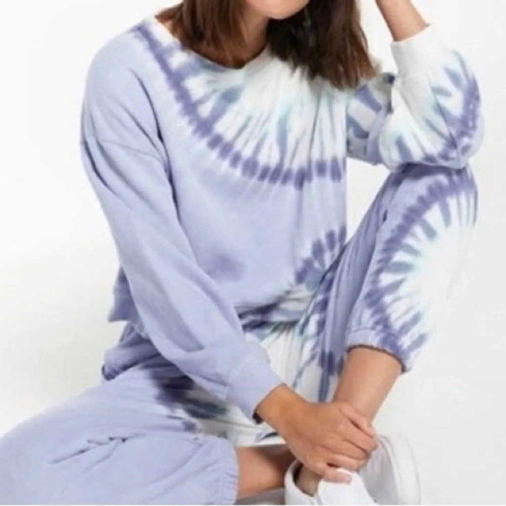NWT Wildfox Shibori Tie Dye Lavender & Teal Sweatpants / French Terry Joggers - Picture 10 of 12